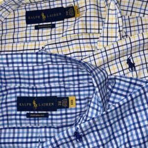 Polo Ralph Lauren Performance Button Down Lot 2 3XB Blue Plaid Check Big Tall